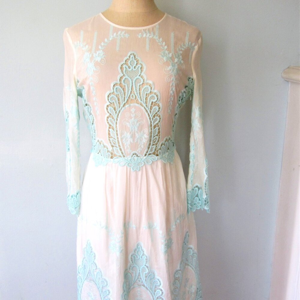 White Lace dress By Dolce Vita with Tuquise Embroidery
